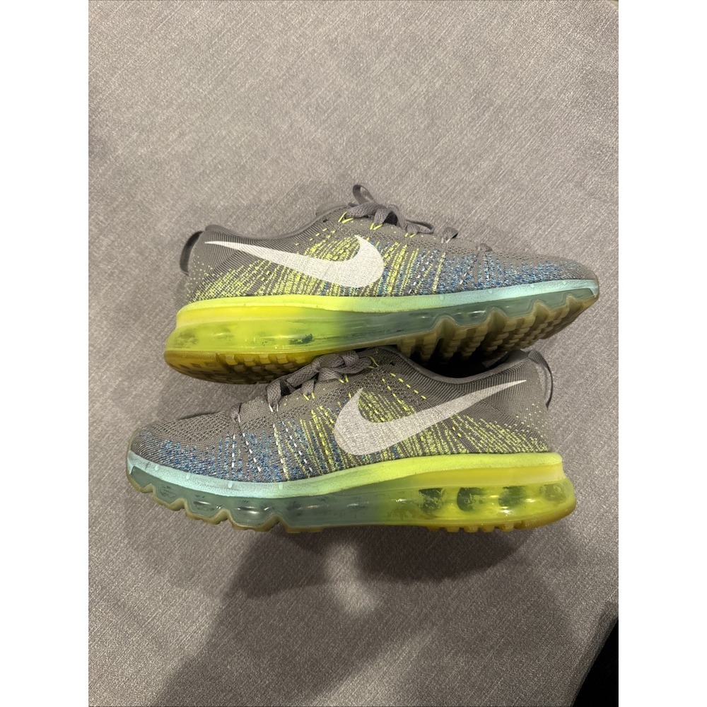 2014 Women's Nike Flyknit  Air Max Turquoise Green Volt Grey Used Size 8